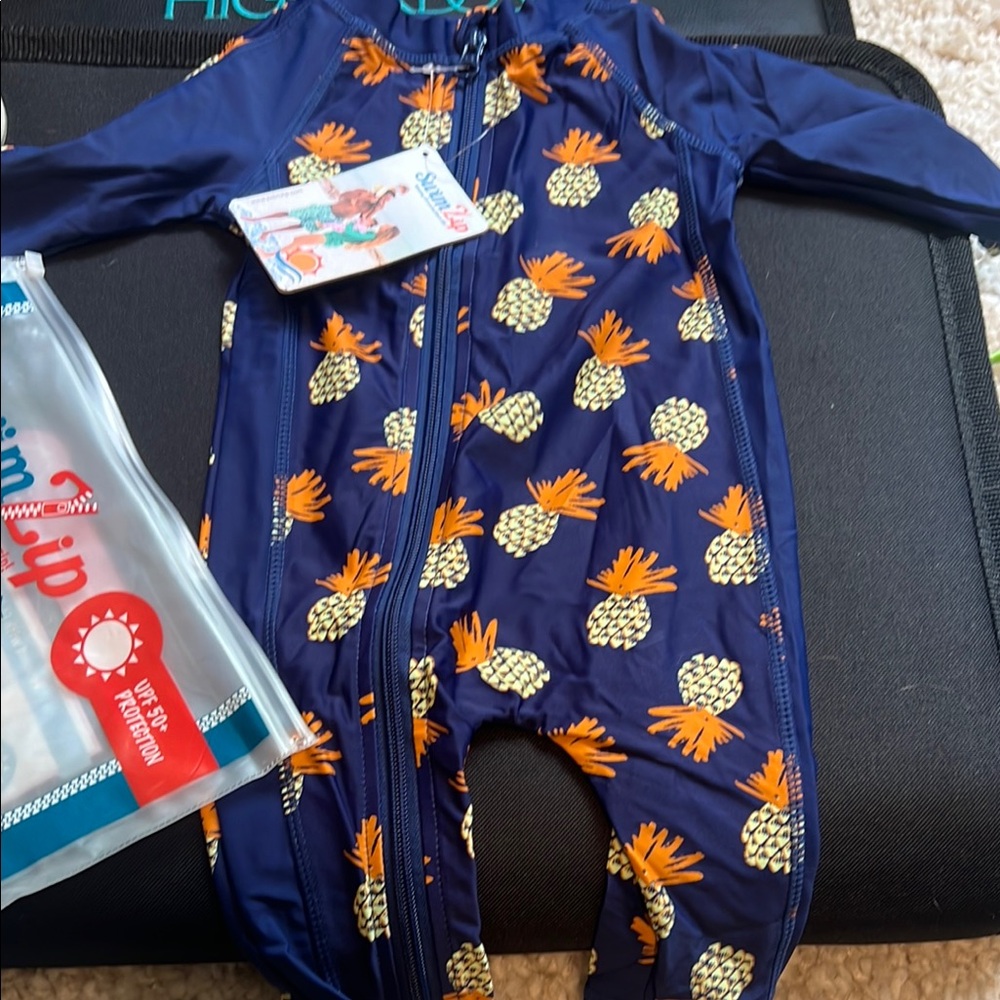 Blue and Orange Footies with Pineapple Print